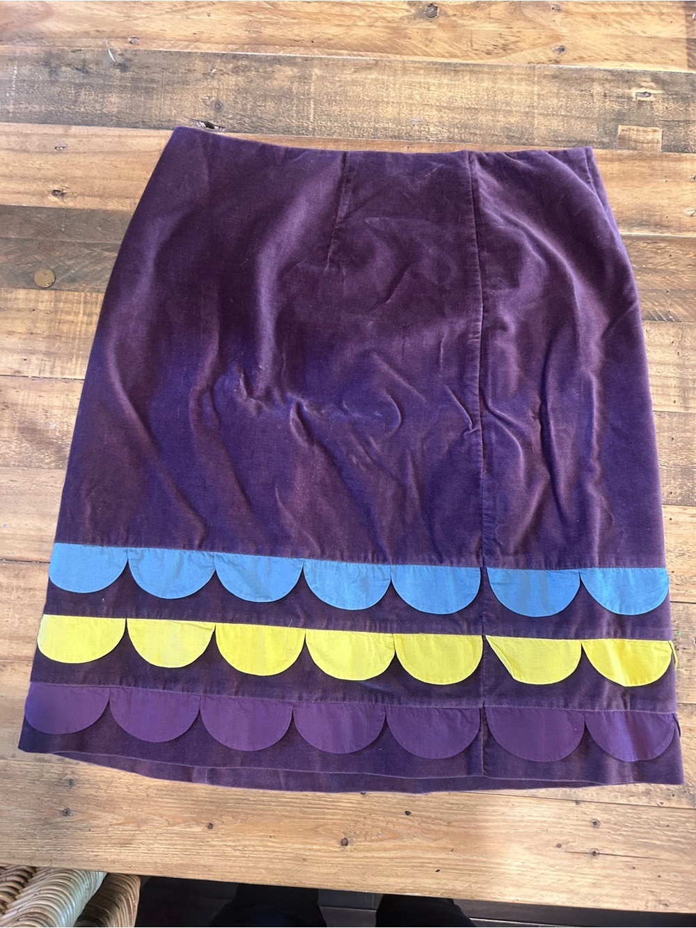 Boden Purple Mini Skirt with Blue and Yellow Scallop Trim